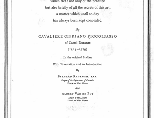 “The 3 Books of The Potter’s Art” By Piccolpasso (1524-1579)
